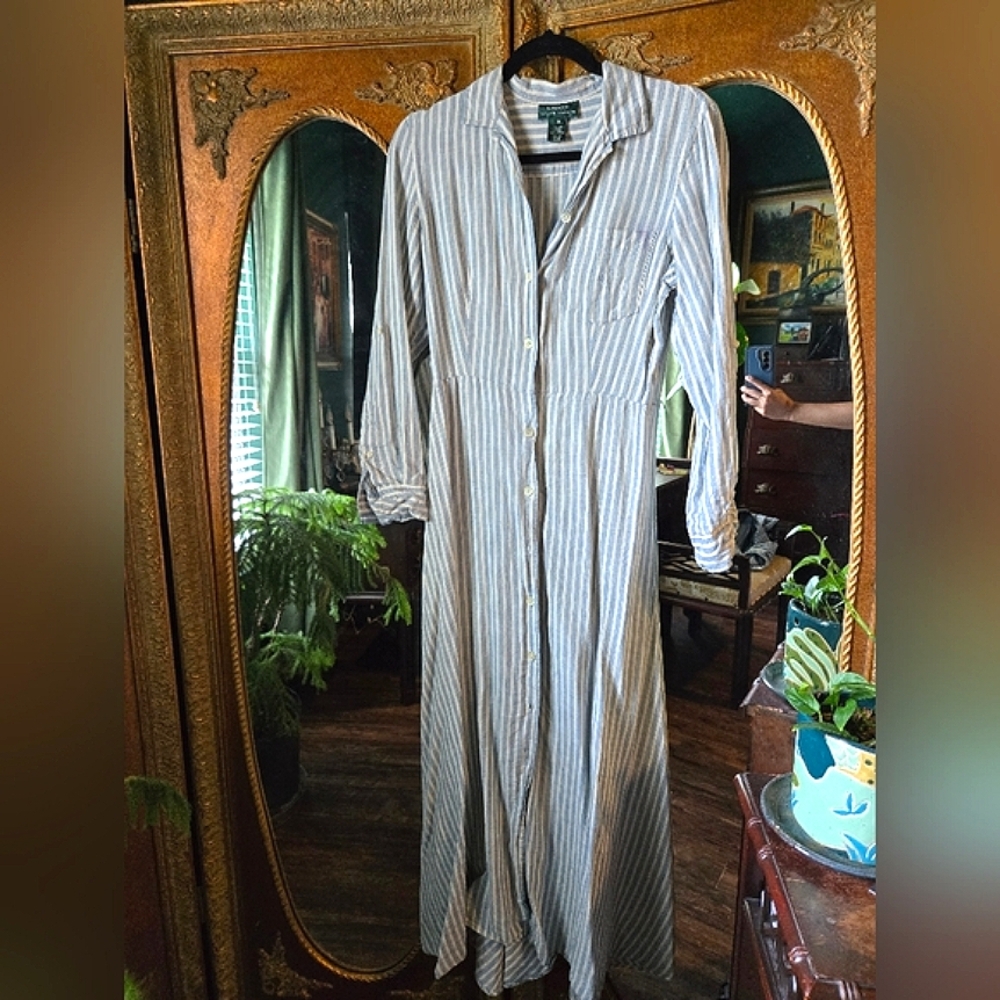 Striped Button-Down Maxi Dress